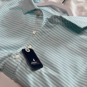 Johnnie-O Men's Light Blue Striped Polo
